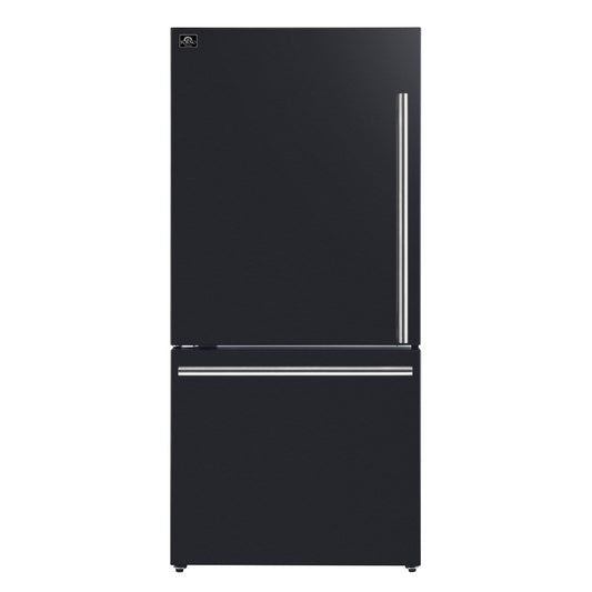 Forno Milano 2-Piece 62-Inch Freestanding Dual Bottom Freezer Refrigerator in Black – 34.4 cu.ft, Touch Control, Ice Maker - Forno Appliances