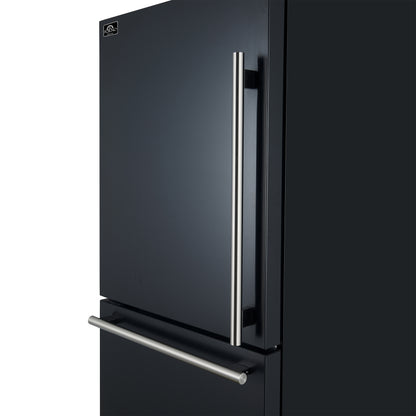 Forno Milano 2-Piece 62-Inch Freestanding Dual Bottom Freezer Refrigerator in Black – 34.4 cu.ft, Touch Control, Ice Maker - Forno Appliances