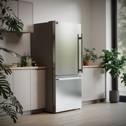 Réfrigérateur à congélateur en bas Forno Milano Espresso en acier inoxydable de 31 pouces, 17.2 cu.ft., machine à glaçons intégrée, ENERGY STAR - Forno Appliances
