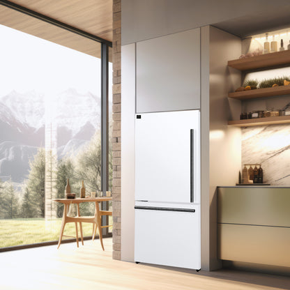Forno Milano Espresso 31-Inch White Bottom Freezer Refrigerator, 17.2 Cu. Ft., Energy-Efficient, No Frost, Built-In Ice Maker - Forno Appliances