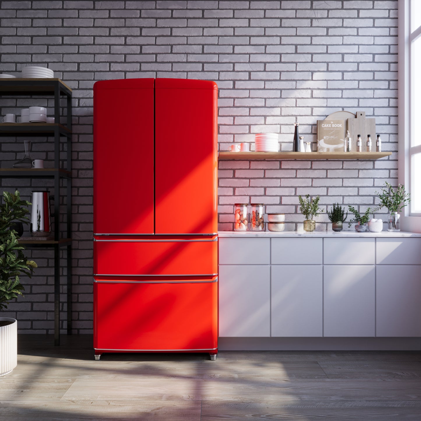 Forno Luigi 33-Inch French Door Refrigerator, 18 cu.ft, Red Finish, Handle-Free Design, ENERGY STAR Certified - Forno Appliances