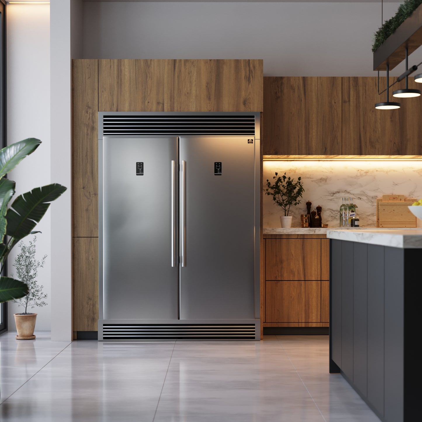 Forno Rizzuto Ensemble réfrigérateur/congélateur convertible 56-Inch, capacité totale 27.6 cu.ft, grille décorative, certifié ENERGY STAR - Forno Appliances