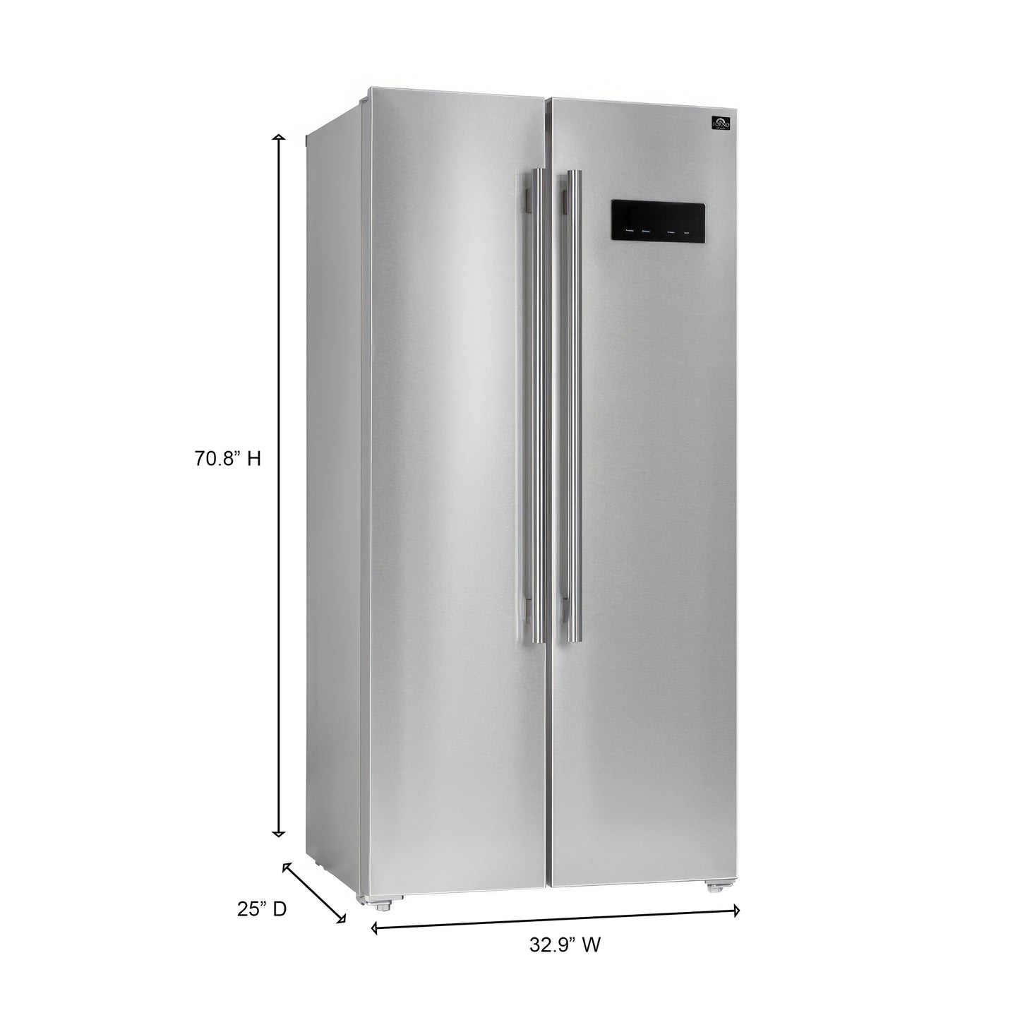 Forno Salerno 33-Inch Side-by-Side Stainless Steel Refrigerator, 15.6 cu.ft, ENERGY STAR Certified - Forno Appliances