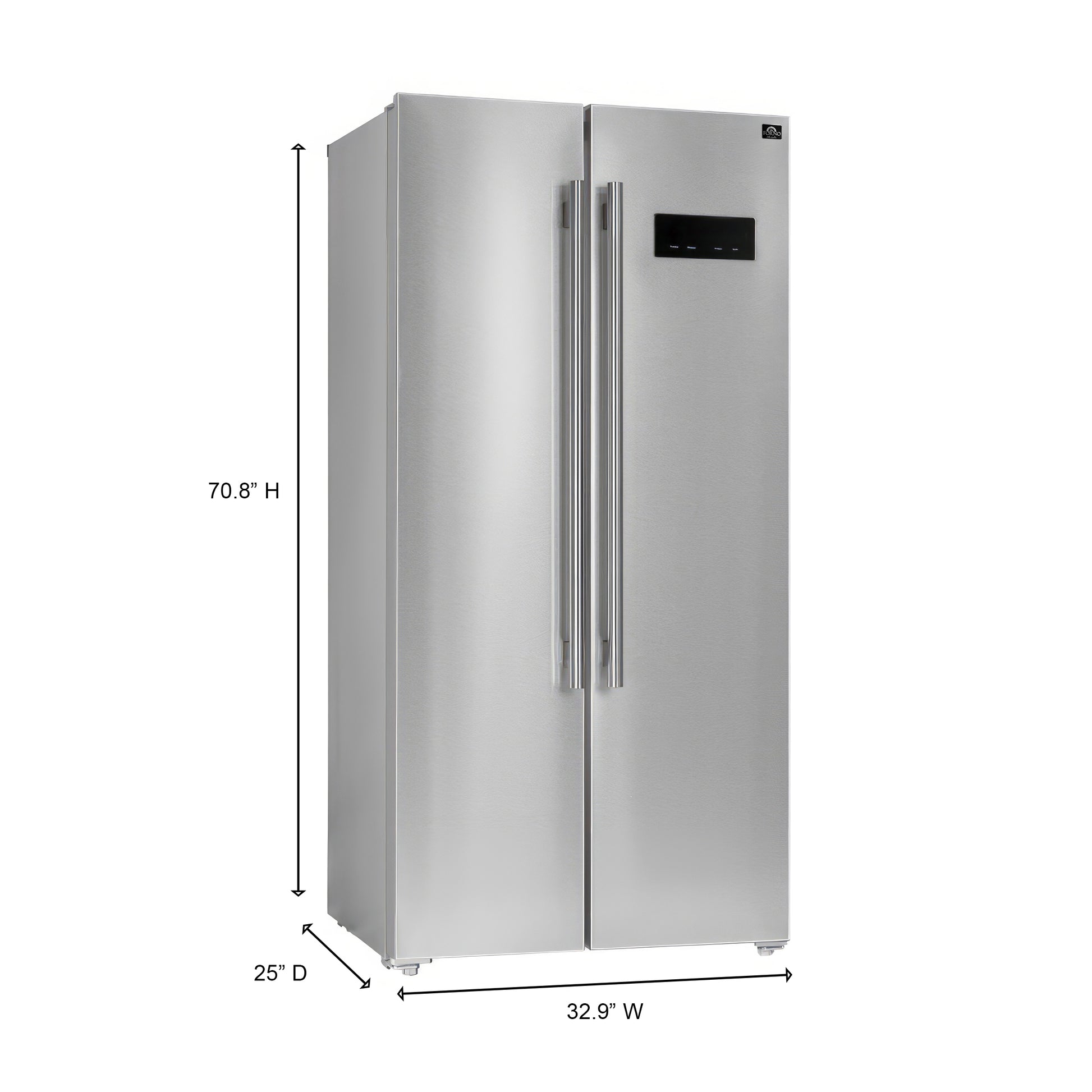 Forno Salerno 33-Inch Side-by-Side Stainless Steel Refrigerator, 15.6 cu.ft, ENERGY STAR Certified - Forno Appliances