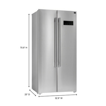 Forno Salerno 33-Inch Side-by-Side Stainless Steel Refrigerator, 15.6 cu.ft, ENERGY STAR Certified - Forno Appliances