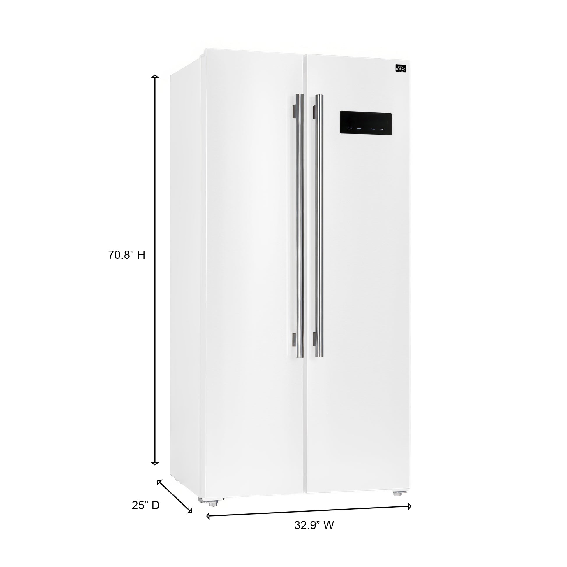 Forno Salerno Espresso 33-Inch White Side-by-Side Refrigerator, 15.6 Cu. Ft., Energy-Efficient, No Frost, Modern Design - Forno Appliances
