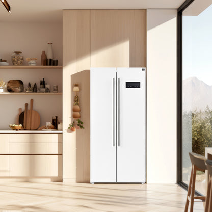 Forno Salerno Espresso 33-Inch White Side-by-Side Refrigerator, 15.6 Cu. Ft., Energy-Efficient, No Frost, Modern Design - Forno Appliances