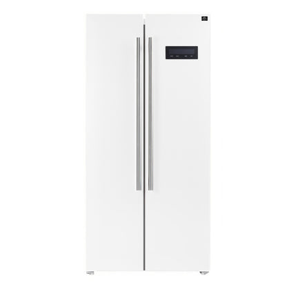 Forno Salerno Espresso 33-Inch White Side-by-Side Refrigerator, 15.6 Cu. Ft., Energy-Efficient, No Frost, Modern Design - Forno Appliances