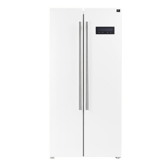Forno Salerno Espresso 33-Inch White Side-by-Side Refrigerator, 15.6 Cu. Ft., Energy-Efficient, No Frost, Modern Design - Forno Appliances
