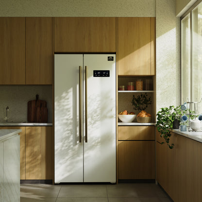 Forno Salerno Espresso 33-Inch White Side-by-Side Refrigerator, 15.6 Cu. Ft., Energy-Efficient, No Frost, Modern Design - Forno Appliances