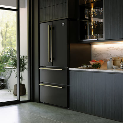 Forno Moena Espresso 36-Inch Black French Door Refrigerator, 19.2 Cu. Ft., Frost-Free, Automatic Ice Maker, ENERGY STAR Certified - Forno Appliances