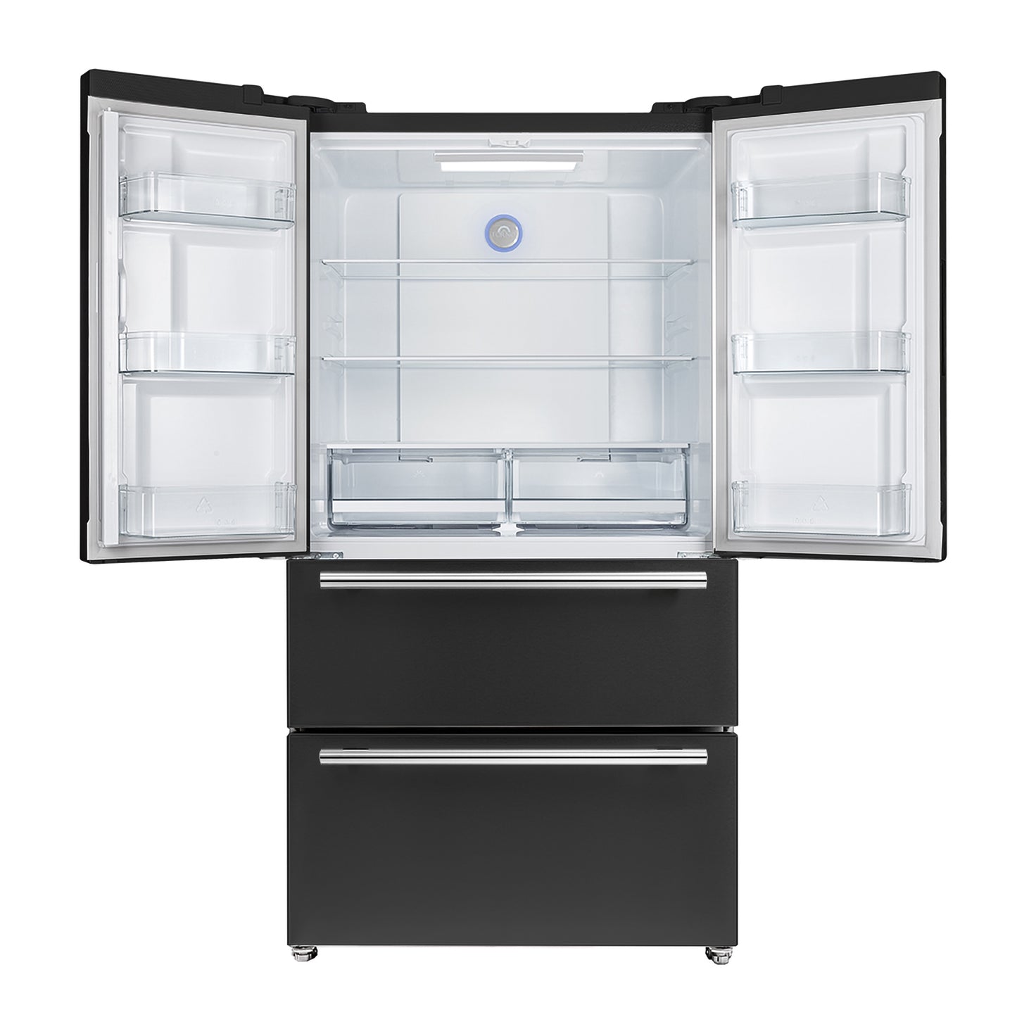 FORNO 2-Piece Black Kitchen Bundle - 30" Induction Range and 36" Bottom Freezer Refrigerator - Forno Appliances