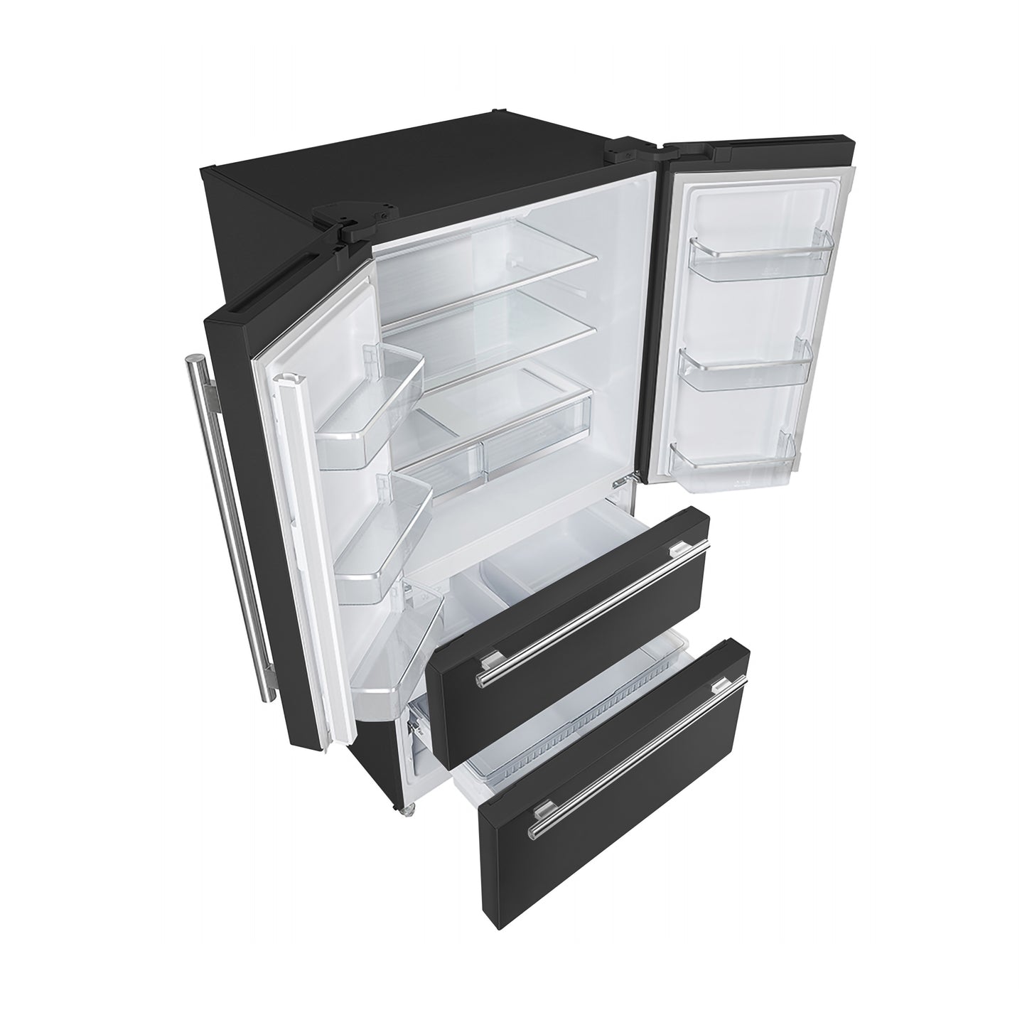 FORNO 2-Piece Black Kitchen Bundle - 30" Induction Range and 36" Bottom Freezer Refrigerator - Forno Appliances