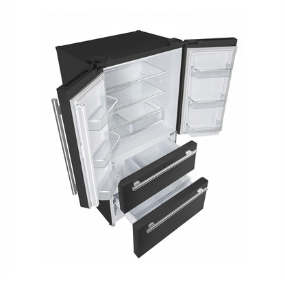 FORNO 2-Piece Black Kitchen Bundle - 30" Induction Range and 36" Bottom Freezer Refrigerator - Forno Appliances