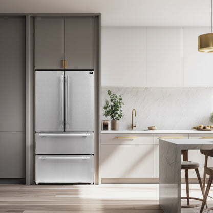 Forno Moena 36-Inch French Door Refrigerator, 19.2 cu.ft, Counter Depth, Ice Maker, Stainless Steel Interior Panel, ENERGY STAR Certified - Forno Appliances