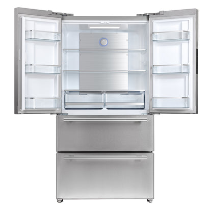FORNO Premium 3-Piece Kitchen Bundle - 36" Gas Range, French Door Refrigerator, Built-In Dishwasher, Stainless Steel - FBDL-009-01CAUS - Forno Appliances