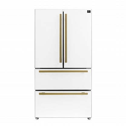 Forno Moena Espresso 36-Inch White French Door Refrigerator, 19.2 Cu. Ft., Frost-Free, Automatic Ice Maker, ENERGY STAR Certified - Forno Appliances