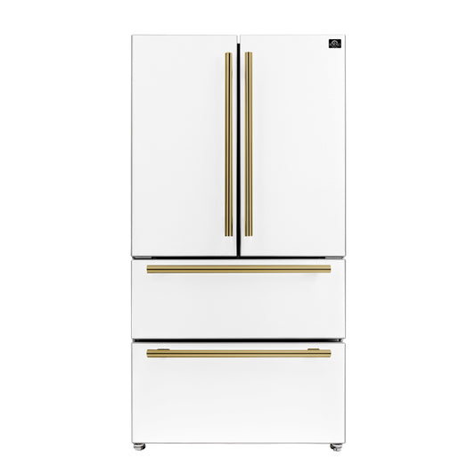 Forno Moena Espresso 36-Inch White French Door Refrigerator, 19.2 Cu. Ft., Frost-Free, Automatic Ice Maker, ENERGY STAR Certified - Forno Appliances
