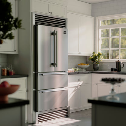 Forno Moena 40-Inch French Door Refrigerator, Stainless Steel, 19.2 cu.ft, Decorative Grill, ENERGY STAR Certified - Forno Appliances