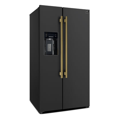 FORNO 2-Piece Black Kitchen Bundle - 30" Induction Range and 36" Bottom Freezer Refrigerator - Forno Appliances