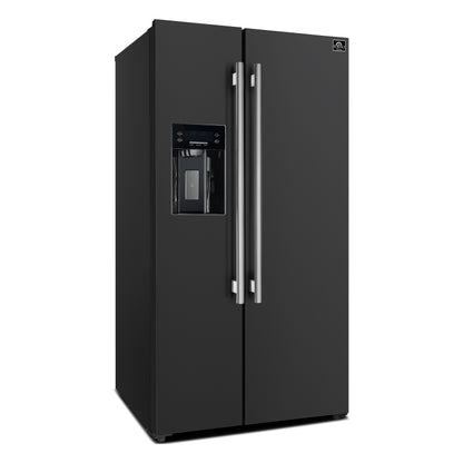FORNO 2-Piece Black Kitchen Bundle - 30" Induction Range and 36" Bottom Freezer Refrigerator - Forno Appliances