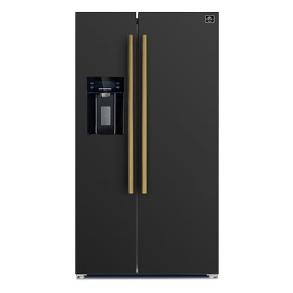FORNO 2-Piece Black Kitchen Bundle - 30" Induction Range and 36" Bottom Freezer Refrigerator - Forno Appliances