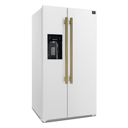 FORNO 2-Piece White Kitchen Bundle - 30" Electric Range and 36" Bottom Freezer Refrigerator - Forno Appliances