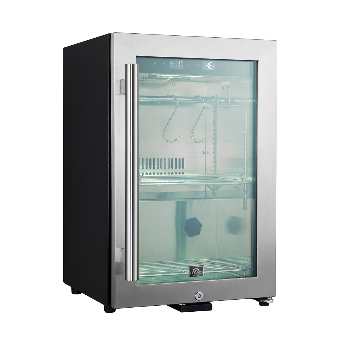 Forno Asciutto 17-Inch Dry Aging Cabinet, Stainless Steel 304, 1.84 cu.ft, LED Lighting, Adjustable Shelves - Forno Appliances
