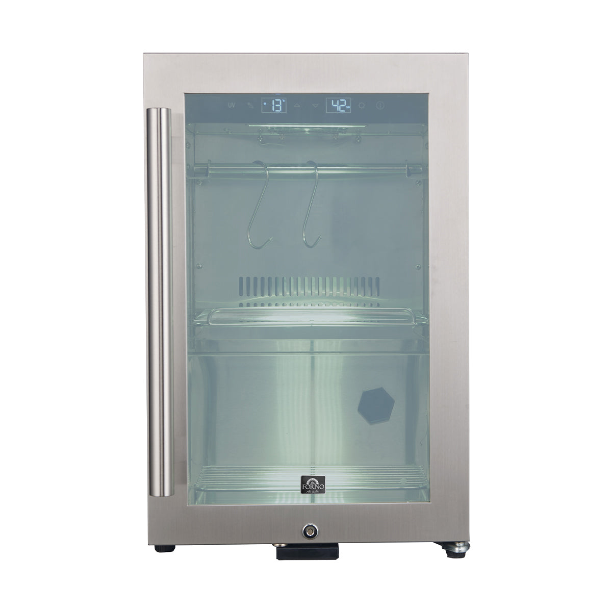 Forno Asciutto 17-Inch Dry Aging Cabinet, Stainless Steel 304, 1.84 cu.ft, LED Lighting, Adjustable Shelves - Forno Appliances