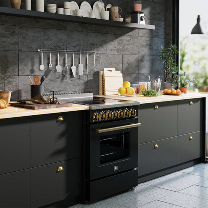 Forno Paolo 30-Inch Freestanding Electric Range, Black, 4.38 cu.ft, True Convection Oven, Energy Efficient - Forno Appliances