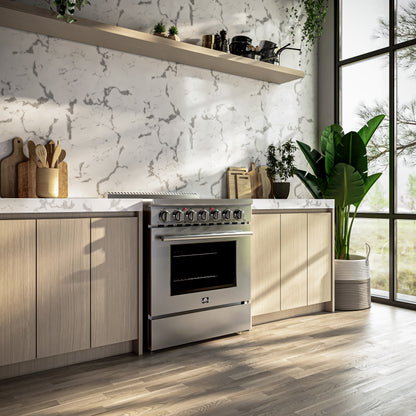 Cuisinière électrique autonome Forno Paolo de 30 po, acier inoxydable, 4,38 pi³, four à convection véritable, écoénergétique - Forno Appliances