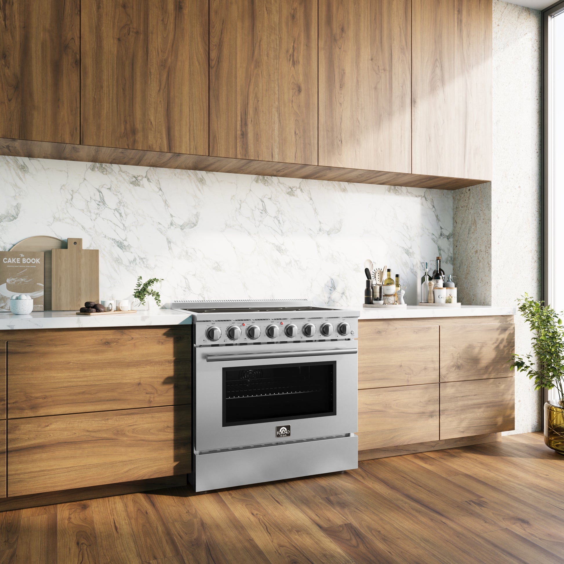 Cuisinière électrique pose libre Forno Paolo de 36 pouces, acier inoxydable, 5.44 cu.ft, four à convection, économe en énergie - Forno Appliances