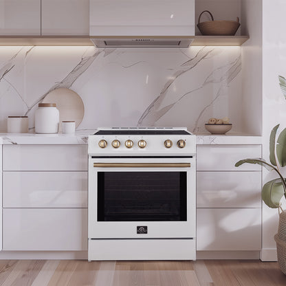 Forno Leonardo Espresso 30-Inch White Electric Range, True Convection, Energy Efficient - Forno Appliances