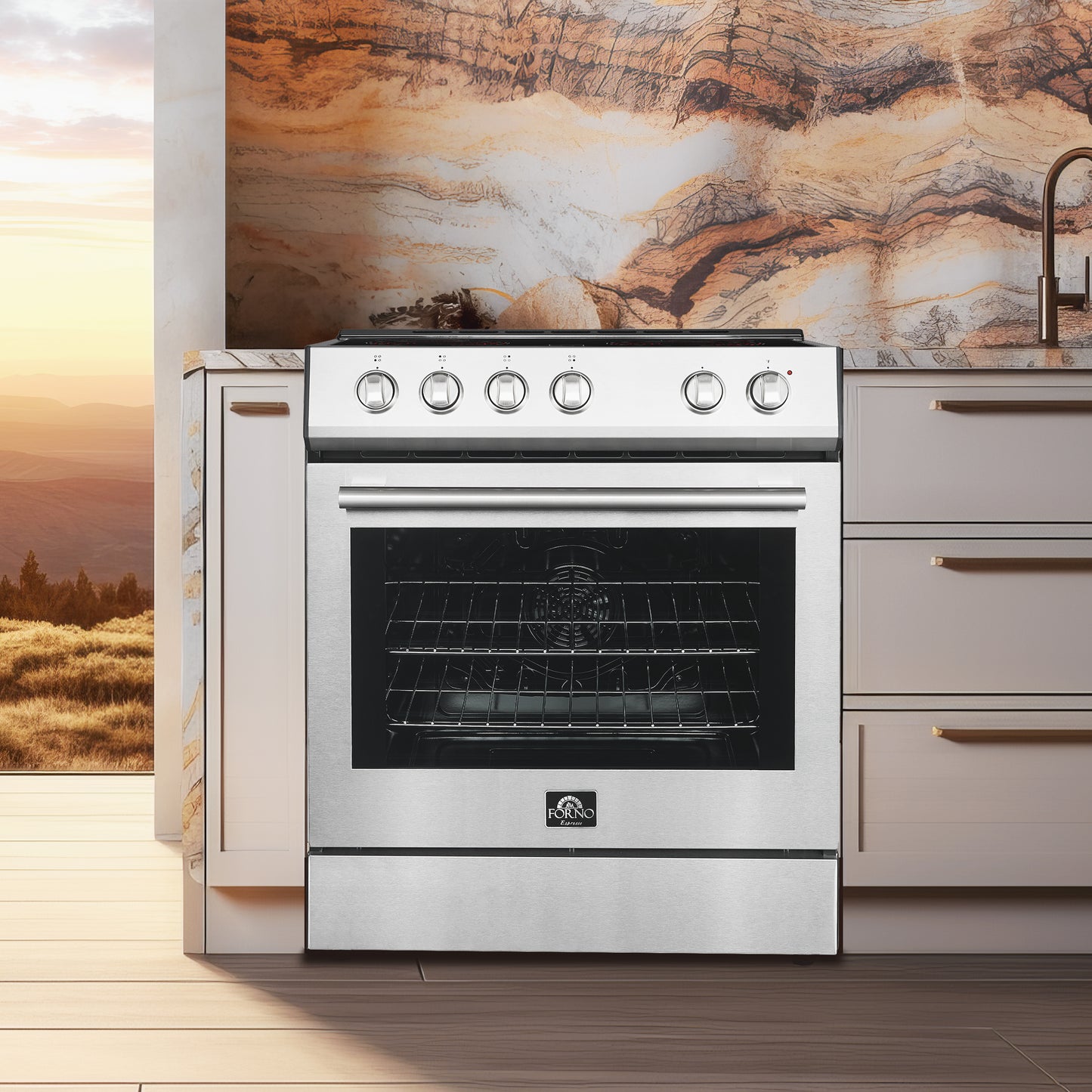 Cuisinière électrique Forno Leonardo Espresso en acier inoxydable de 30-inch, vraie convection, économe en énergie - Forno Appliances
