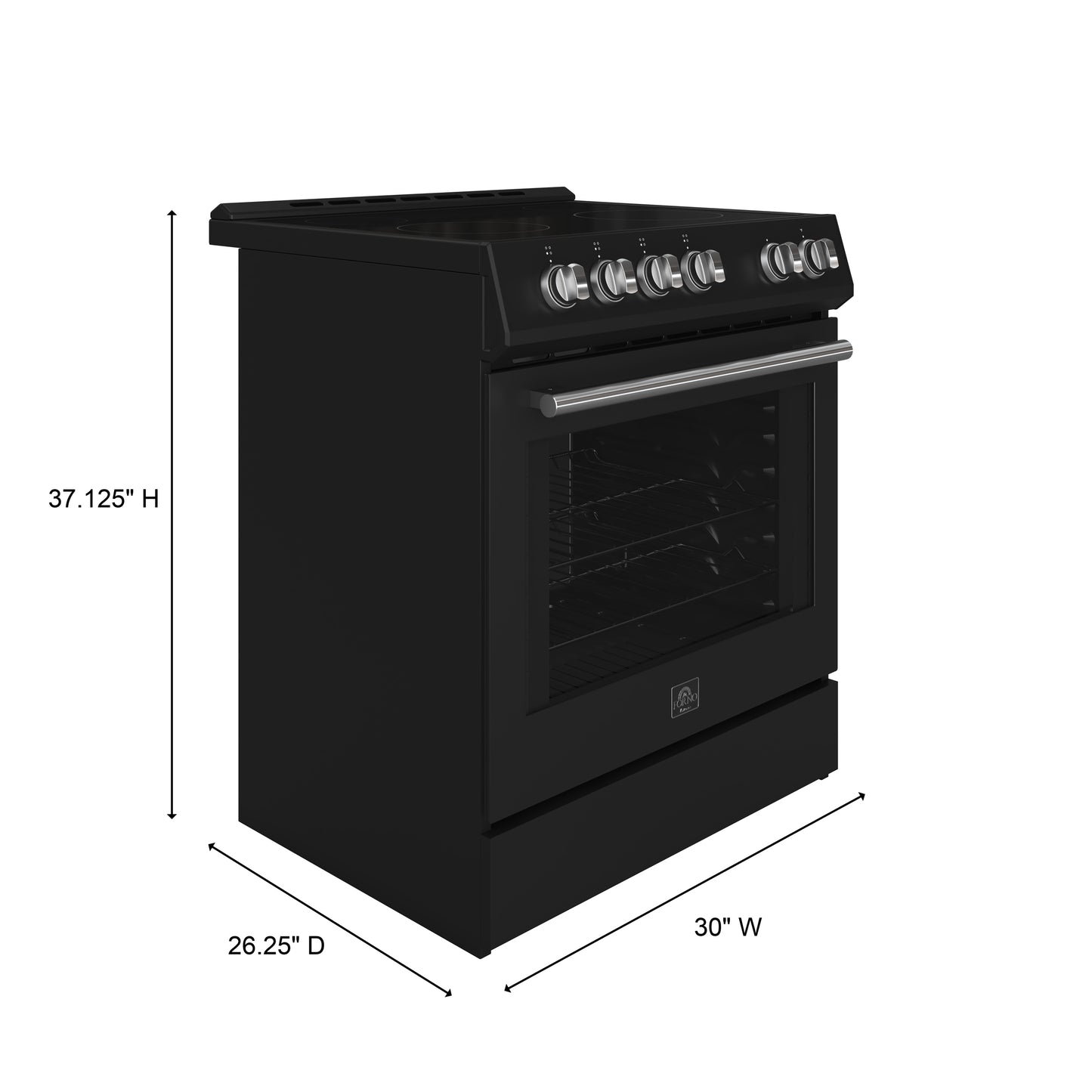 Forno Leonardo Espresso 30-Inch Black Electric Range, True Convection, Energy Efficient - Forno Appliances