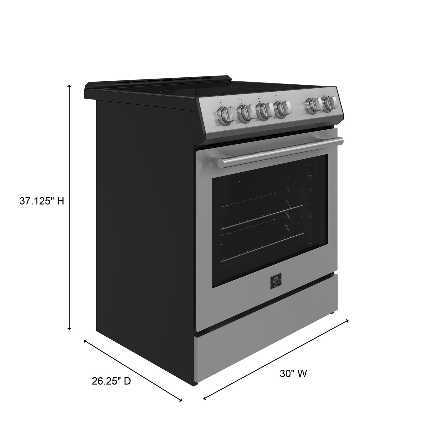 FORNO 2-Piece SS Kitchen Bundle - 30" Electric Range and 36" Bottom Freezer Refrigerator - Forno Appliances