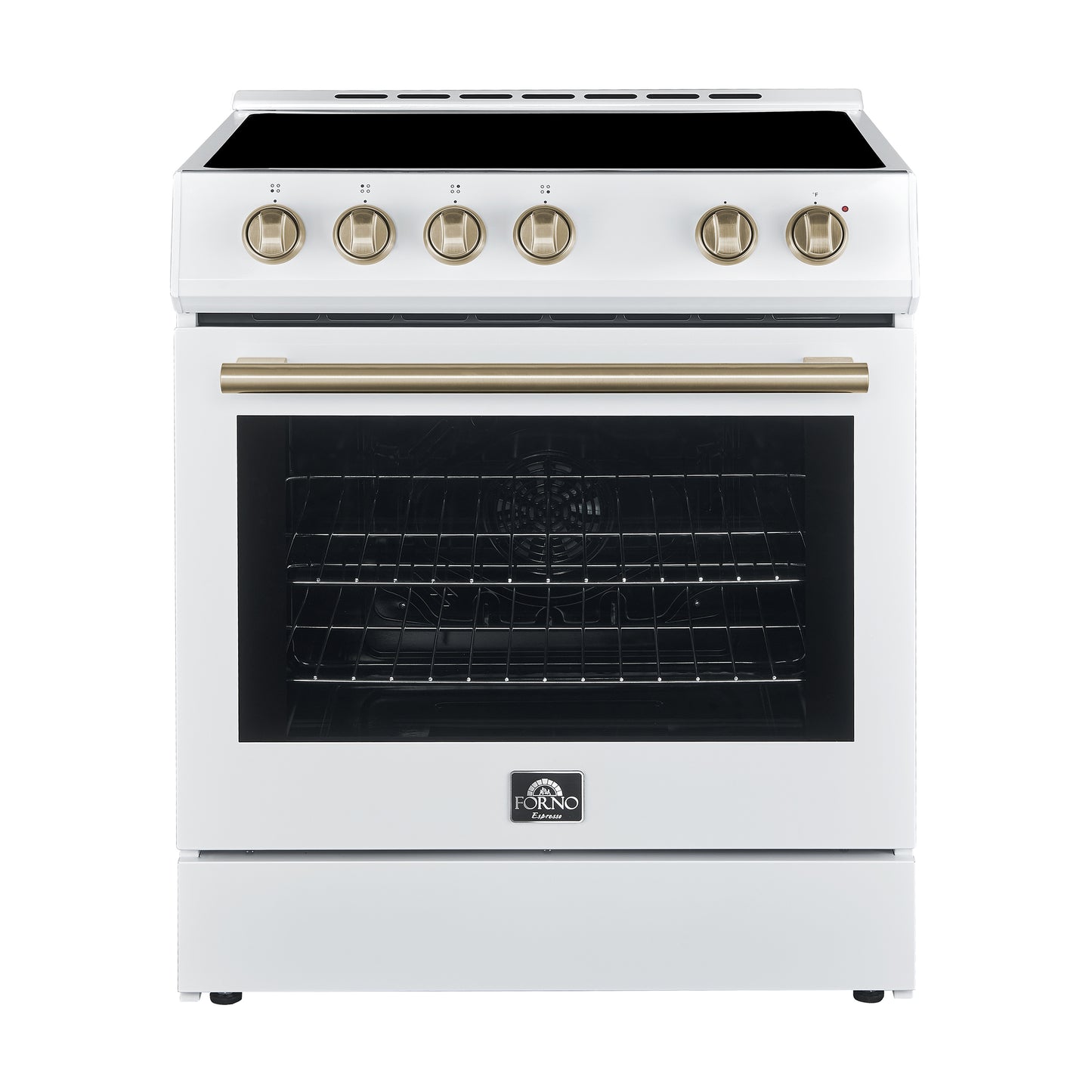 FORNO 2-Piece White Kitchen Bundle - 30" Electric Range and 36" Bottom Freezer Refrigerator - Forno Appliances