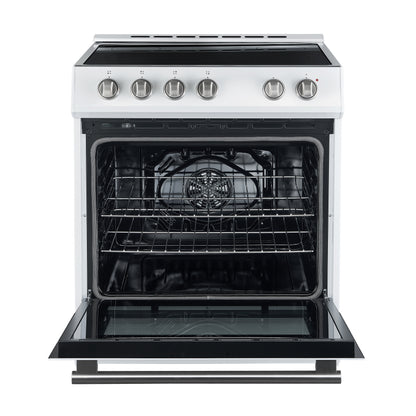 FORNO 2-Piece White Kitchen Bundle - 30" Electric Range and 36" Bottom Freezer Refrigerator - Forno Appliances