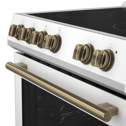 FORNO 2-Piece White Kitchen Bundle - 30" Electric Range and 36" Bottom Freezer Refrigerator - Forno Appliances