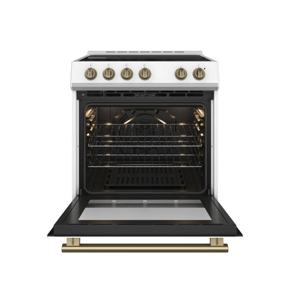 FORNO 2-Piece White Kitchen Bundle - 30" Electric Range and 36" Bottom Freezer Refrigerator - Forno Appliances