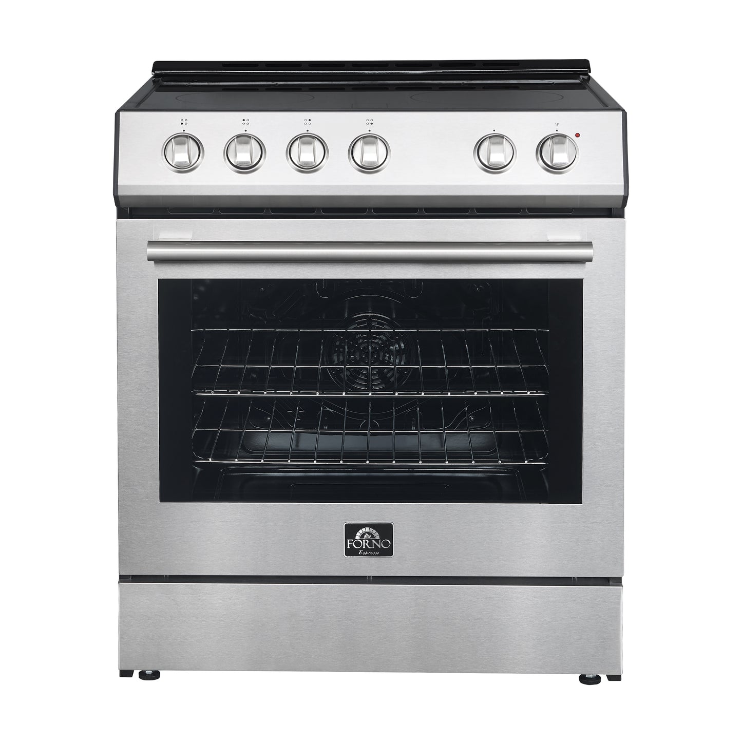 FORNO Premium 4-Piece Kitchen Bundle - 30" Electric Range, 30" Range Hood, 31" French Door Refrigerator, 24" Built-In Dishwasher, Stainless Steel - FBDL-010-01CA - Forno Appliances