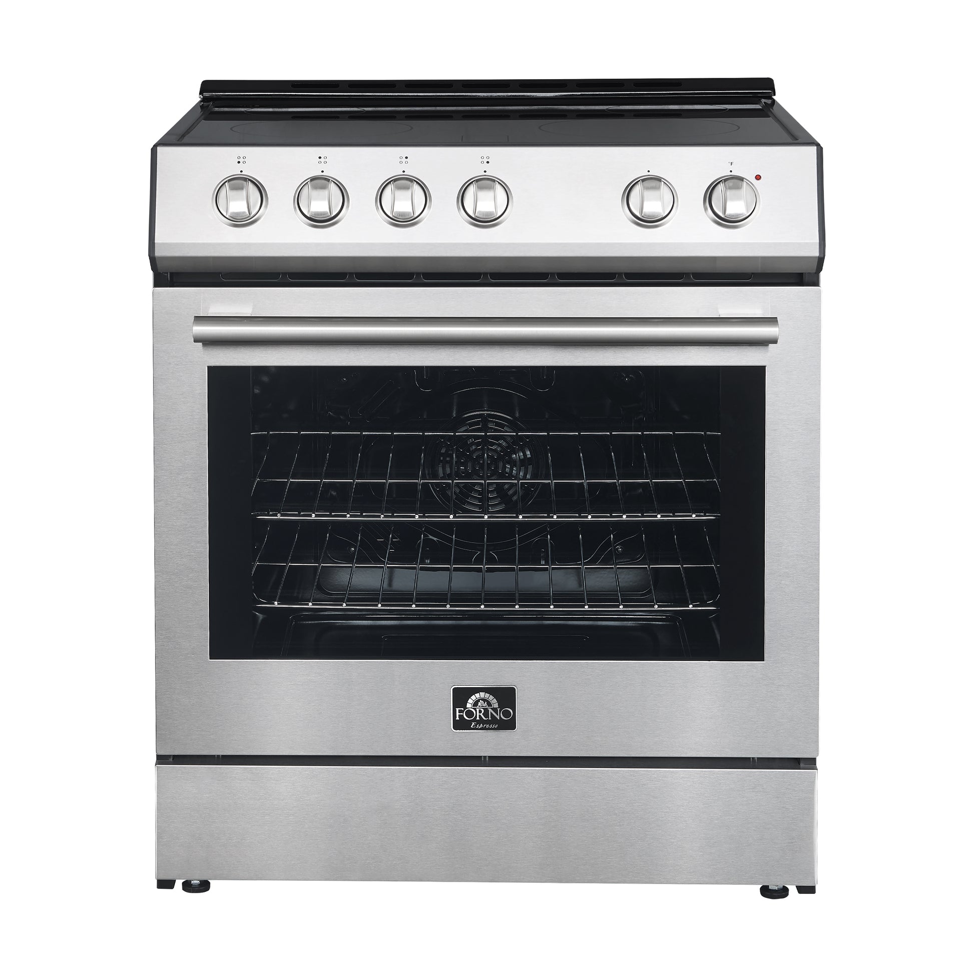 FORNO Premium 4-Piece Kitchen Bundle - 30" Electric Range, 30" Range Hood, 31" French Door Refrigerator, 24" Built-In Dishwasher, Stainless Steel - FBDL-010-01CA - Forno Appliances