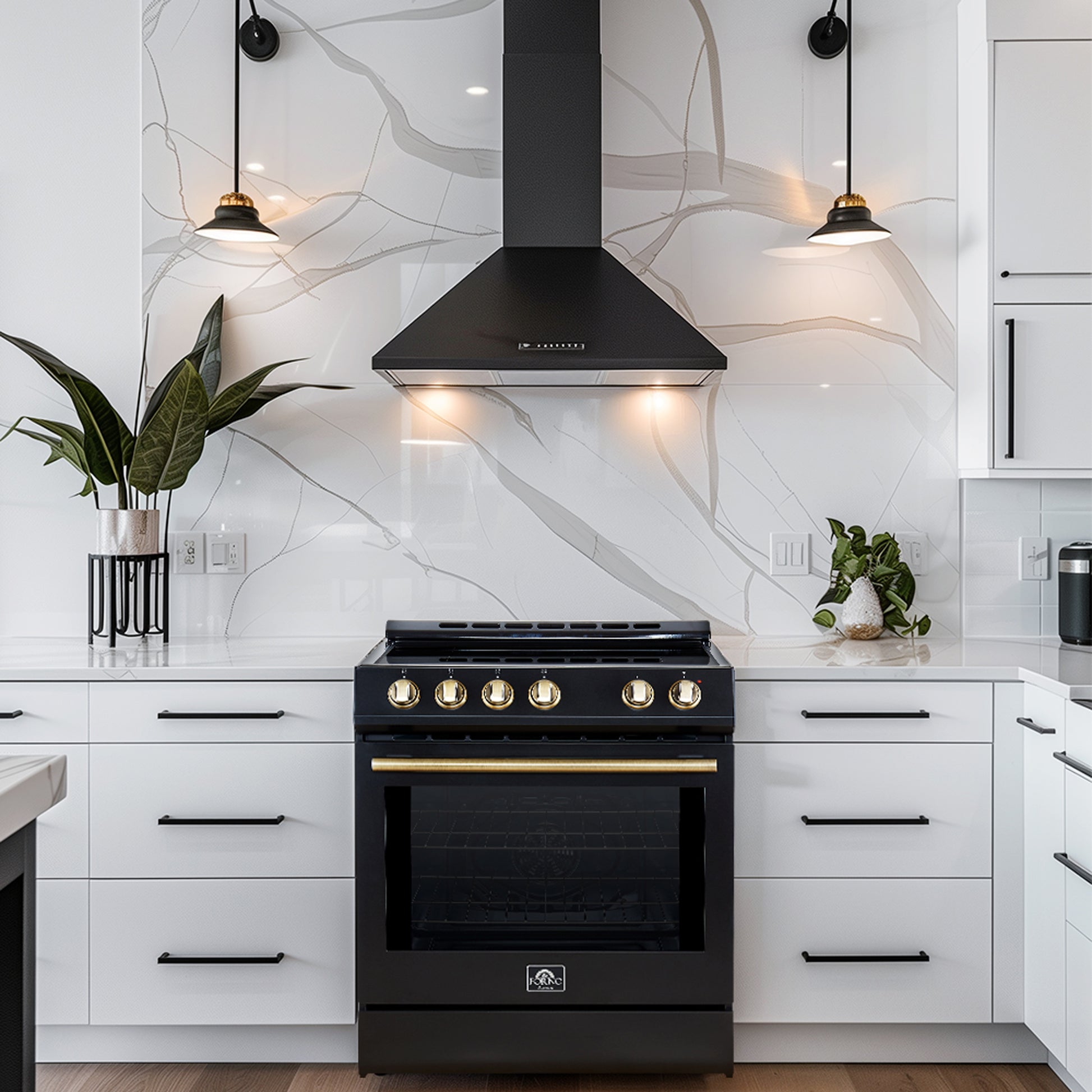 Forno Leonardo Espresso, cuisinière électrique noire de 30 pouces, vraie convection, économe en énergie - Forno Appliances
