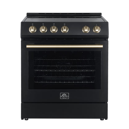 Forno Leonardo Espresso cuisinière électrique noire de 30 po, convection véritable, écoénergétique - Forno Appliances