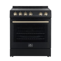 Forno Leonardo Espresso Cuisinière électrique noire de 30 pouces, véritable convection, économe en énergie