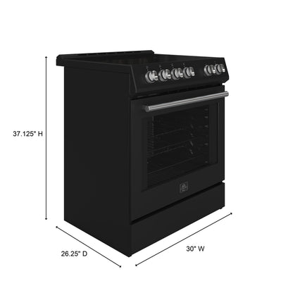 Forno Leonardo Espresso cuisinière électrique noire 30 pouces, vraie convection, économe en énergie - Forno Appliances