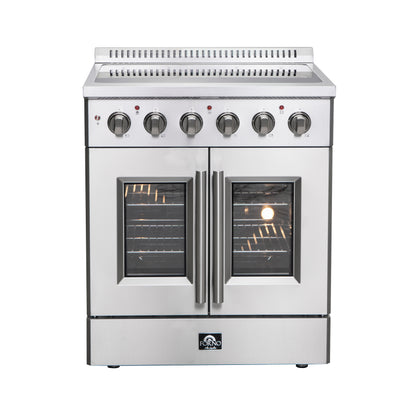 Cuisinière électrique autonome Forno Galiano de 30 pouces à portes françaises, vraie convection, économe en énergie - Forno Appliances