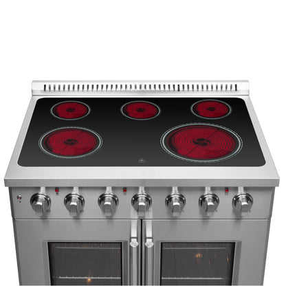 Cuisinière électrique indépendante Forno Galiano de 36 pouces avec portes françaises, véritable convection, économe en énergie - Forno Appliances