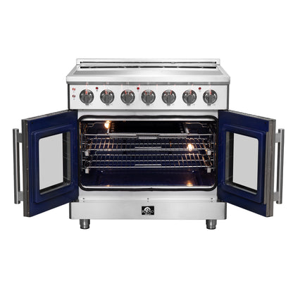 Cuisinière électrique indépendante Forno Massimo à portes françaises de 36 po, four à convection véritable - Forno Appliances