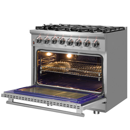 Forno Massimo 36-Inch Freestanding Dual Fuel Range, 6 Burners, Double Convection Ovens - Forno Appliances